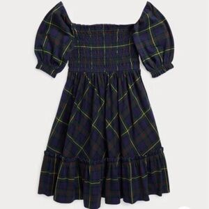 Polo Ralph Lauren Plaid Smocked Cotton Jersey Dress - NWT